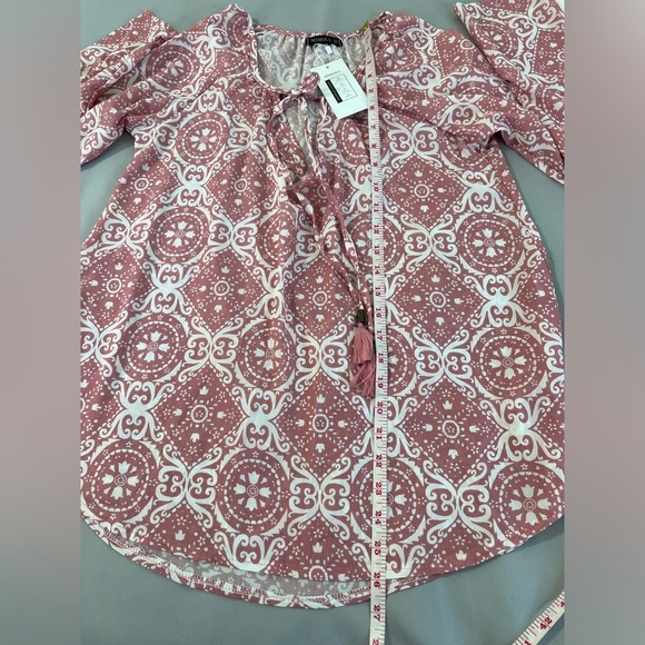 *NWT* MIHOLL Womens Size Small Pink White Blouse Long‎ Sleeve - Picture 4 of 10